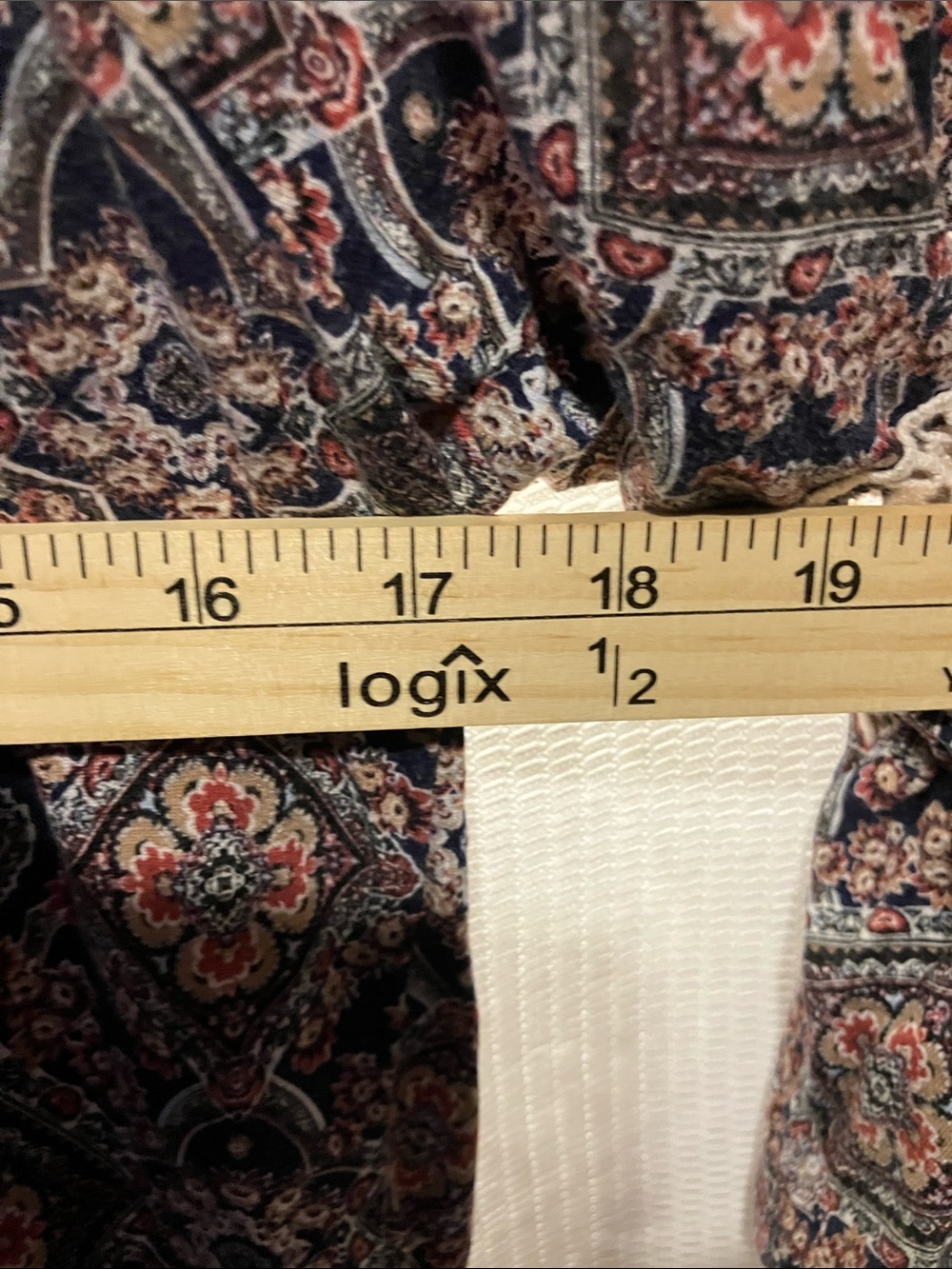 Cold-Shoulder Paisley Blouse with Crochet Trim - Navy - Picture 5 of 10